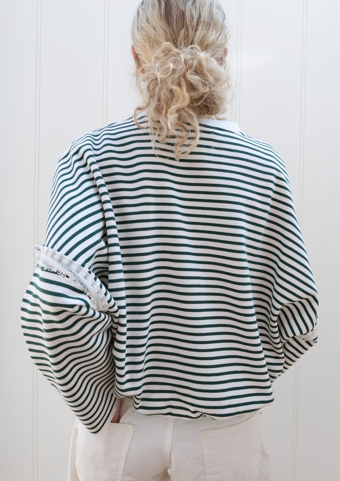 Edie Beach Sweater Vintage Green Stripe