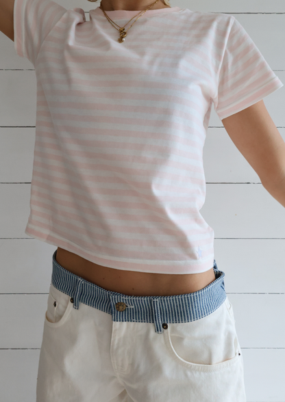 T-shirt Lenny rayé rose poudré