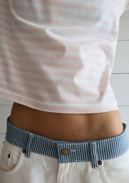 T-shirt Lenny rayé rose poudré