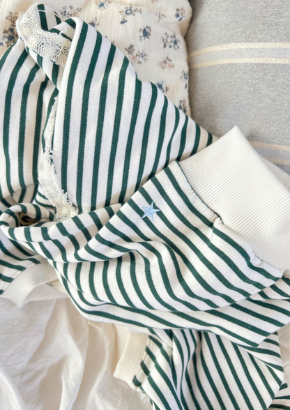 Edie Beach Sweater Vintage Green Stripe
