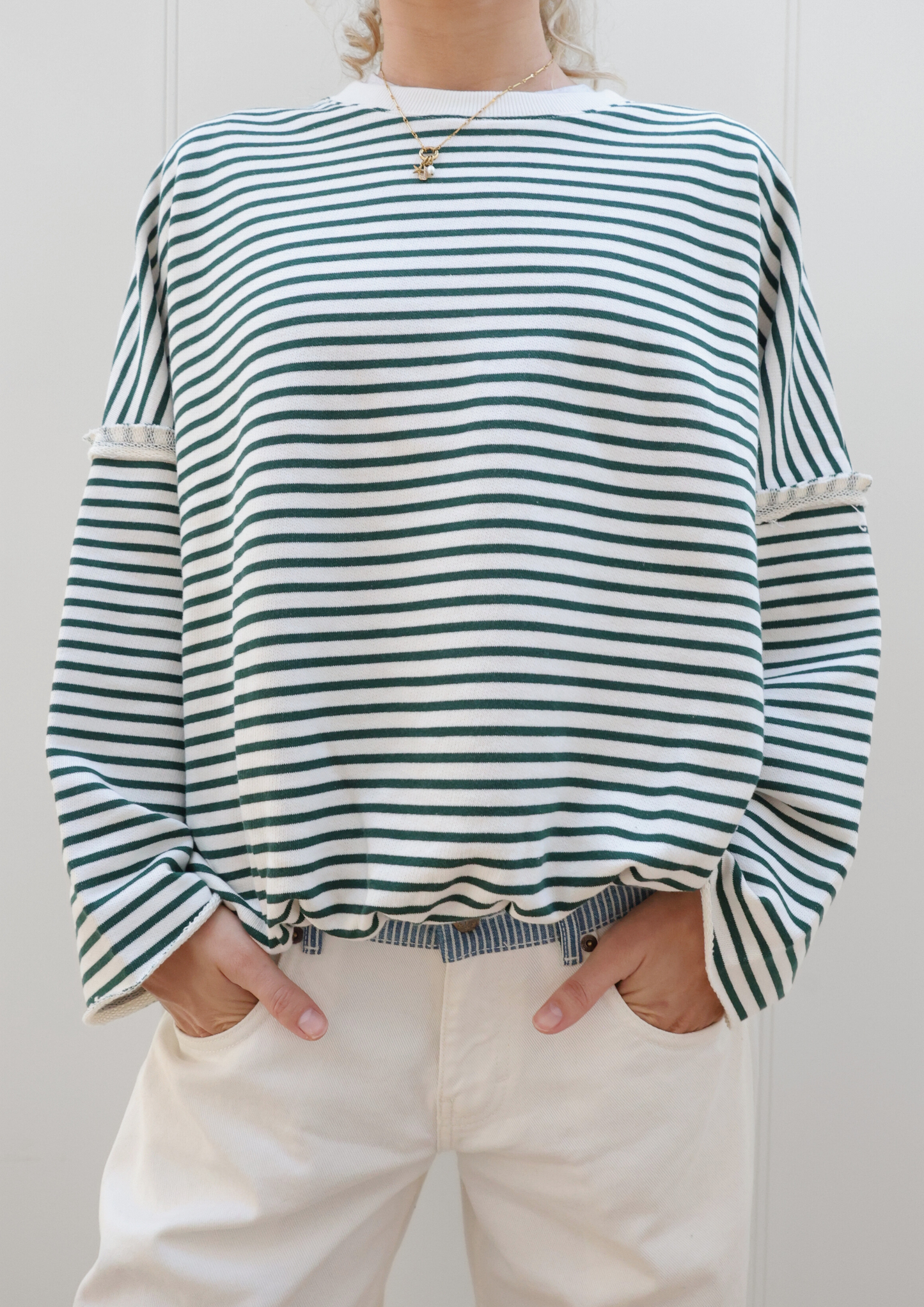 Edie Beach Sweater Vintage Green Stripe