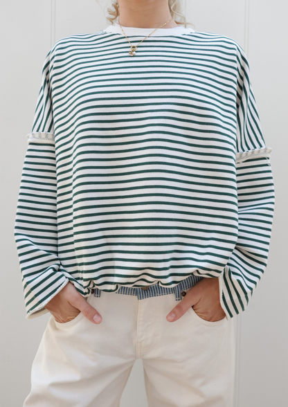 Edie Beach Sweater Vintage Green Stripe