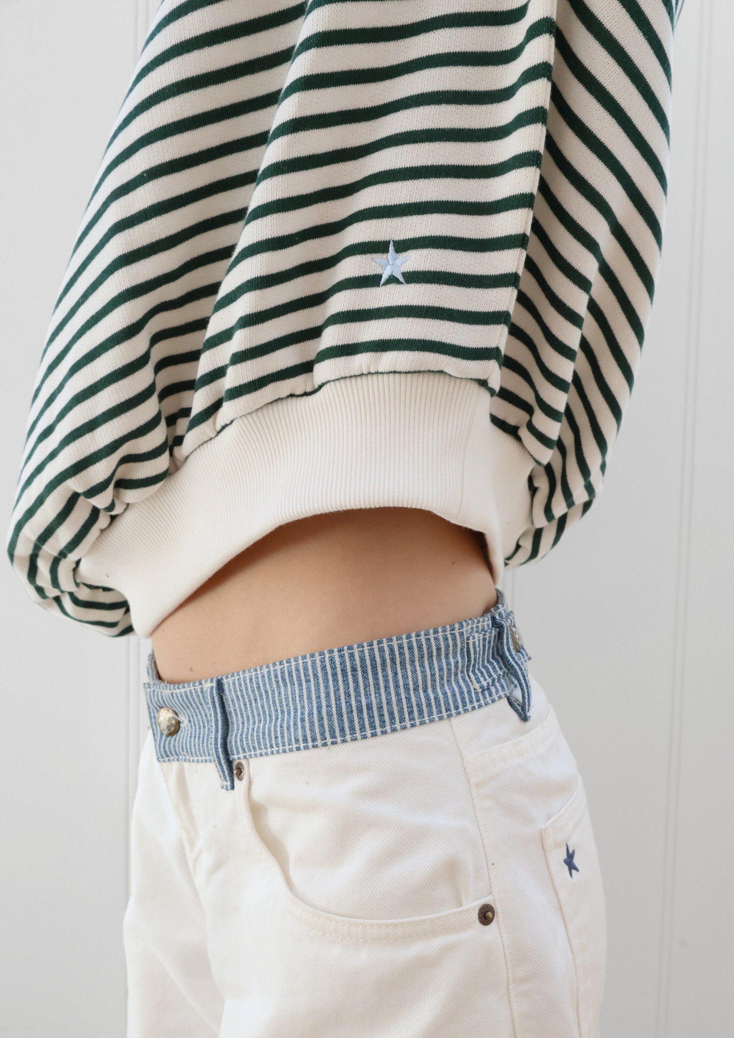 Edie Beach Sweater Vintage Green Stripe