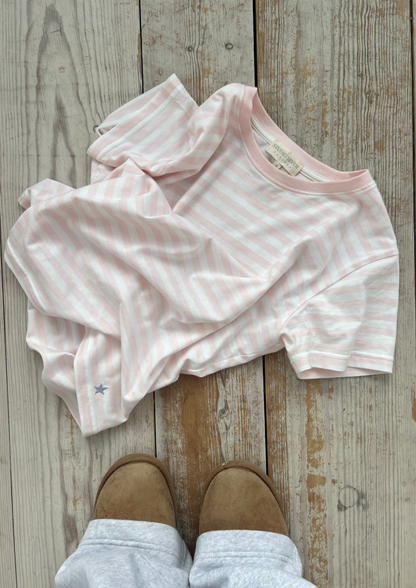 T-shirt Lenny rayé rose poudré