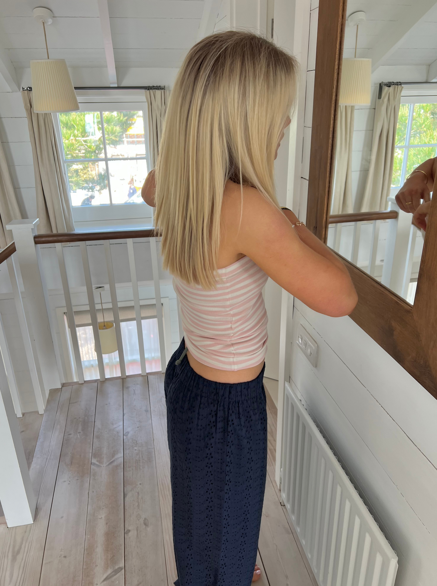 Haut tube Bonnie rose et blanc